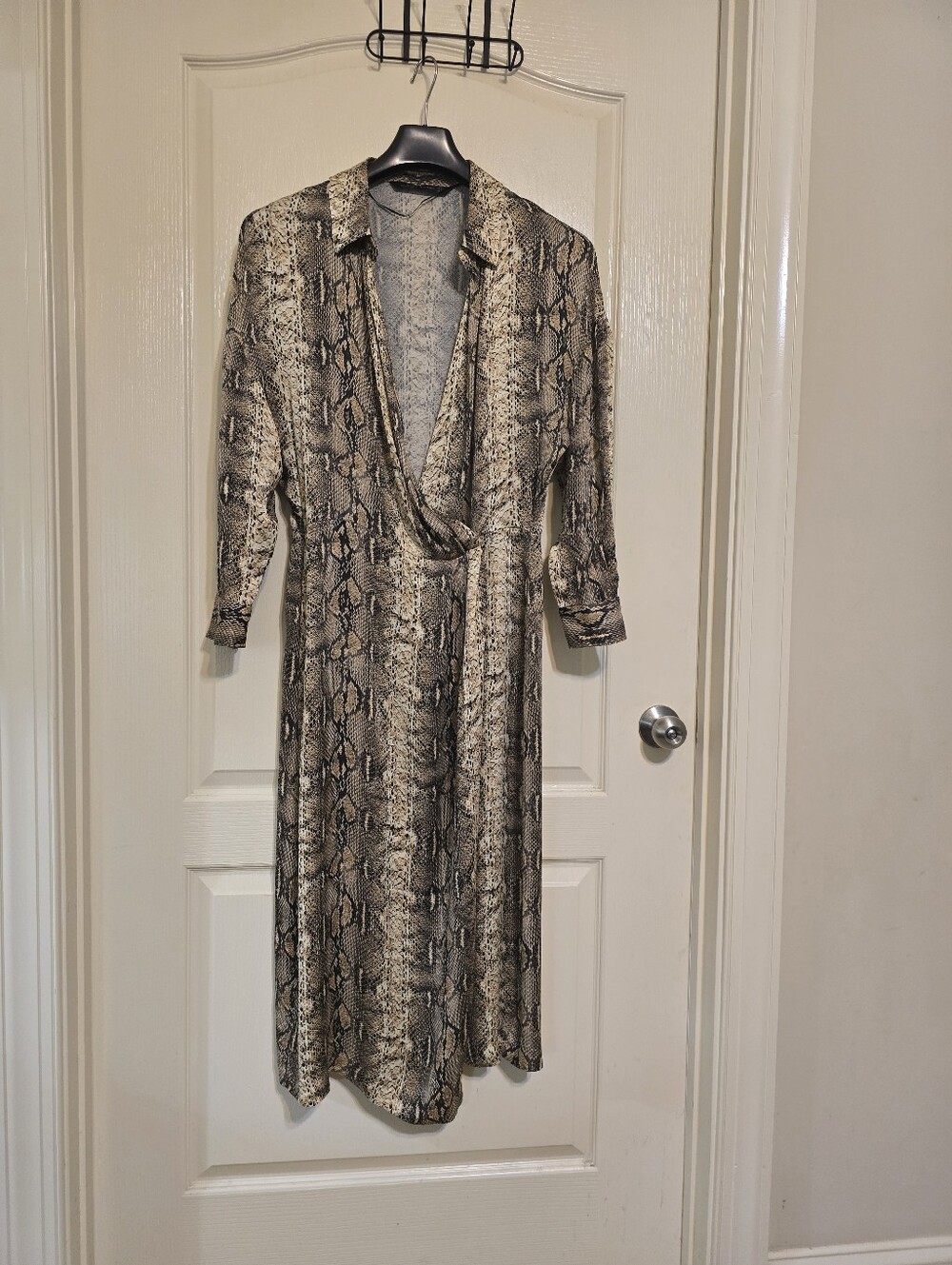 Zara Woman Snakeskin Kimono Wrap Midi, sz XL